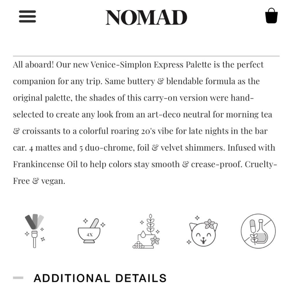 NIB NOMAD Venice-Simplon Express Palette CARRY-ON EYESHADOW PALETTE - Picture 6 of 8